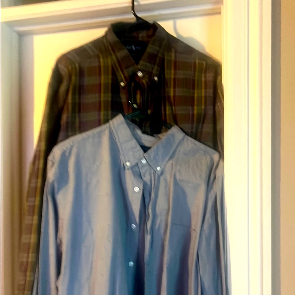 Men's Blue and Plaid Shirt Set JCrew and Polo XL little to no wear